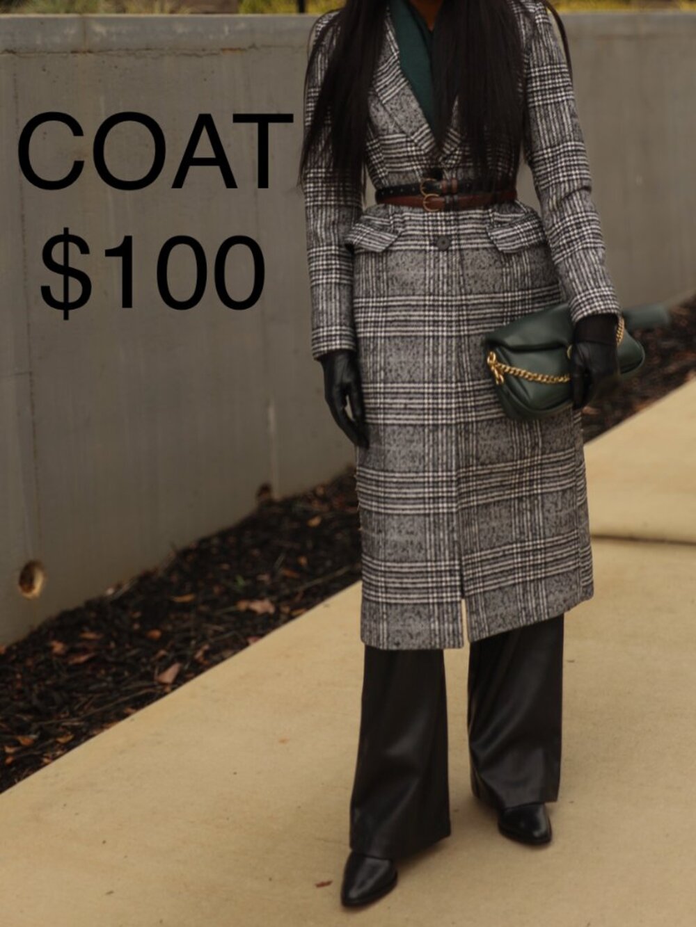 Black and White Houndstooth Hourglass Coat